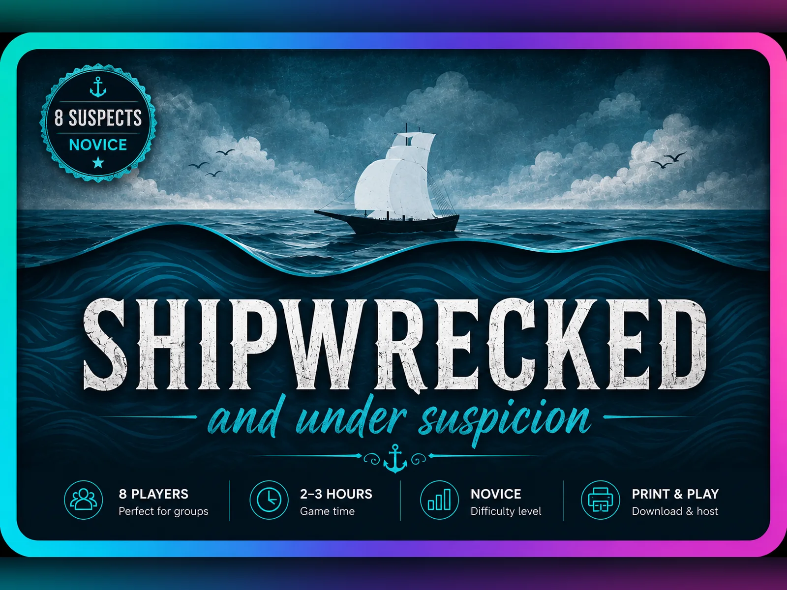Shipwrecked and Under Suspicion printable murder mystery game cover